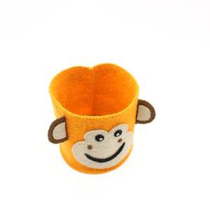 Panier d'organisateur en feutre orange brûlé fait à la main panier rond décoratif lumineux en feutre pour la décoration intérieure - Product Image 3