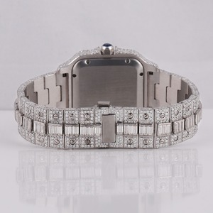 2025นาฬิกาโมสซาไนต์สีเงินเทรนด์ใหม่นาฬิกาเครื่องประดับทรงกลมประดับเพชรแนวฮิปฮอปจากอินเดีย - Product Image 4