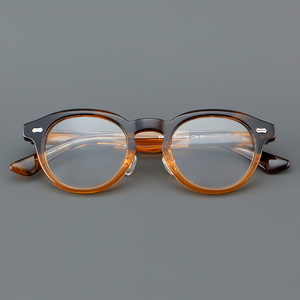 男性と女性のためのファッショナブルなプラノスポットフレーム工場直版レトロラウンドアセテート眼鏡 - Product Image 4