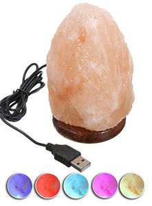 Pure Quality Night Himalayan Salt <b>Lamp</b> USB Natural Himalayan Mini Salt <b>Lamp</b> <b>Wooden</b> <b>Base</b> for Room Decoration Hand Carved - Product Image 2