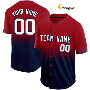 Custom Breathable 100% Polyester Baseball Jersey Printed Team Name Numbers Gradient Loose Men/Boy Tee Shirts <b>Awesome</b> Christmas - Product Image 3