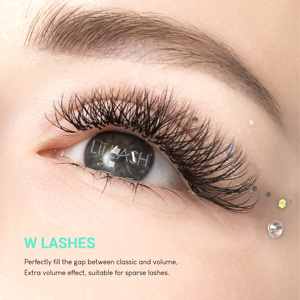 Cils en forme de W, trèfle, noir mat, extensions de cils russes volumineuses, fournisseur en gros, trèfle W, PBT haut de gamme - Product Image 6