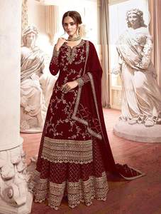 Latest Indian Designer Ethnic Suit Customizable Party Wear <b>Top</b> Sharara and Dupatta with Embroidery Work Wholesale - Product Image 4