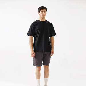 เสื้อยืดผู้ชายพิมพ์ลายกราฟิกขนาดใหญ่สำหรับผู้ชายเสื้อยืด220gsm ผ้าฝ้ายหนักสีพื้นแบบกำหนดเอง - Product Image 4