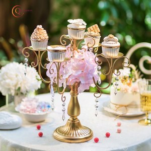 เชิงเทียนแบบมีสายชุบทองแขน5ชิ้นทำด้วยมือรูปทรงไม่เหมือนใครดีไซน์ทันสมัยเชิงเทียนแบบมีสายสำหรับบ้านและคริสต์มาสขนาดใหญ่ - Product Image 3