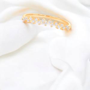 Vente en gros 0.12CT Moissanite Zig Zag Bande empilable Exquise Or 14K Élégance OEM Pas Cher Personnalisable Moissanite Anneaux - Product Image 1