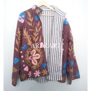 Floral Embroidery Button Cotrise Quilted Jacket Cotton Lining Handmade Winter Autumn Quick Dry Breathable Eco-Friendly Party - Product Image 6