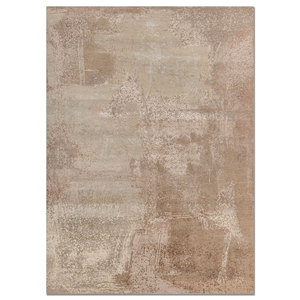 Aprezo AKWB-13048 Ivory Hand Knotted Wool Bamboo Silk <b>Large</b> Area Rug Abstract Rectangle Home Living Room Car Hallway Carpet - Product Image 1