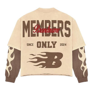 ชุดลำลองผู้ชาย แฟชั่นสเวตสูท ผ้าฝรั่งเศสเทอร์รี่คุณภาพสูง ทรงโอเวอร์ไซส์ แขนเสื้อแบบวาฟเฟิลสองชั้น น้ำหนักเบา แห้งเร็ว - Product Image 6