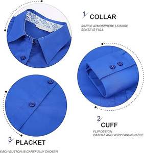 Camisa de manga larga de negocios directa de fábrica Camisa de algodón de mujer solapa de satén manga larga Oficina - Product Image 5