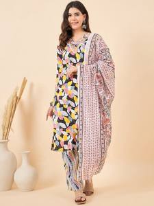 Kurta de Algodón Puro Estampada para Mujer con Pantalones y Dupatta, Producto al por Mayor, Traje Indio Pakistaní Personalizado para Mujer - Product Image 6