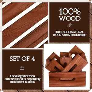 Rehausseurs de présentation en bois rustiques écologiques avec poignées, ensemble de 4 plateaux pour décoration de table de fête de mariage accepté par l'OEM - Product Image 4