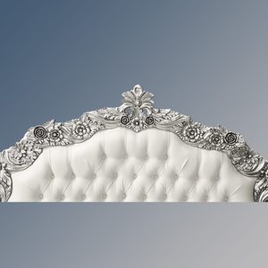Lit de Louis XV Patrice en bois d'acajou de haute qualité avec finition argentée et sculpté pour meubles de chambre à coucher - Product Image 4