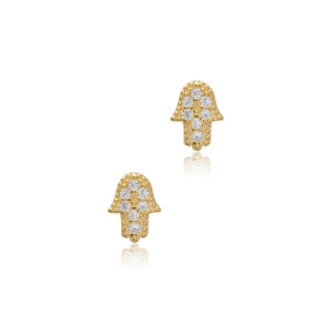 CZ Stone Hamsa Design Stud Pendientes Turco Hecho a mano Venta al por mayor 925 Joyería de plata esterlina - Product Image 3