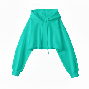 Sweat à capuche court en polaire pour femme, streetwear, pull, logo personnalisé, mode décontractée, haut à capuche, vente en gros OEM - Product Image 5