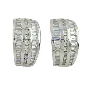 Pendientes de Aro de Plata con Circonita Cúbica en Corte Baguette para Mujer, Joyería de Cristal - Product Image 2