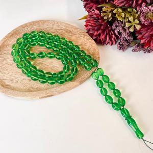 Chapelet de prière islamique en ambre de la Baltique, perles d'olivier vertes, chapelet de prière islamique en cristal vert pour musulmans, Tasbih religieux - Product Image 2