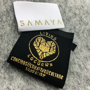 2025 Vente chaude T-shirt imprimé personnalisé Étiquettes de vêtements tissés en polyester Étiquettes tissées de vêtement de bonne qualité pour vêtements - Product Image 2