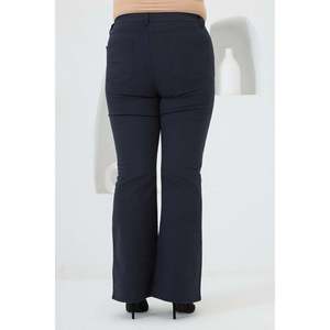 RMG Plus Size Navy Blue Cotton Blend Flare Leg <b>Pants</b> for Women - Comfortable, Breathable <b>Boot</b> Cut Trousers - Product Image 5