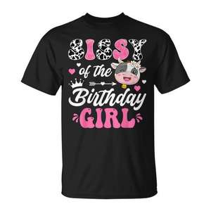 Camiseta para el primer cumpleaños de Sissy Of The Birthday Girl Cute Cow Farm - Product Image 1