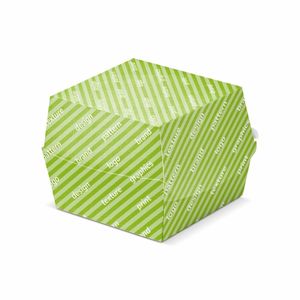 Boîtes à hamburgers personnalisées Mod. Papier d'art OSTRICA 12x12x11 cm - Laminage brillant ou mat, gaufrage - Product Image 1