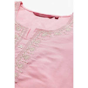 Pink Heavy Embroidered <b>Kurta</b> Set with Dupatta for <b>Women</b> Bollywood & Pakistani Style Ethnic Wear for Party Salwar Kameez Stitched - Product Image 3