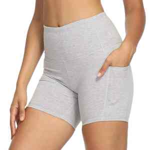 Short en éponge taille haute personnalisé pour femmes Leggings de yoga respirants pour fitness, tenue décontractée, longueur genou pour femmes - Product Image 1