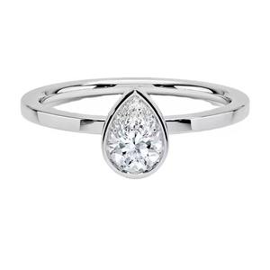 Bague de fiançailles en or massif 10K avec diamant Moissanite taille poire classique plaqué rhodium pour mariage ou fête - Product Image 3