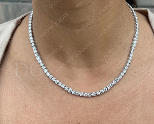 Collar de Diamantes de Tenis de Oro Blanco de 14K para Mujer, Estilo Moderno con Certificado IGI, Oro Sólido - Product Image 6