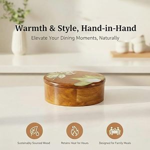 Handmade <b>Wooden</b> Roti <b>Box</b> for Storing Warm Chapatis Perfect for Daily Home Use Affordable <b>Wooden</b> Chapati Storage <b>Box</b> - Product Image 3