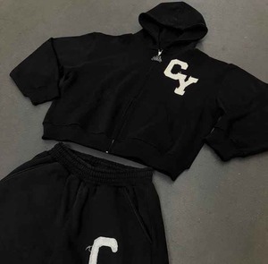 Conjunto Deportivo de Felpa Gruesa Personalizado, 100% Algodón, Informal para Hombre, con Apliques, Logotipo Bordado, Diseño Holgado - Product Image 5
