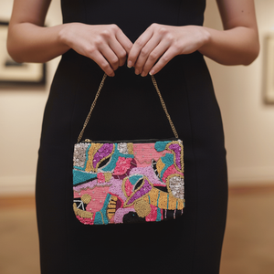 Sac bandoulière bohème pour femme Hastvikas, multicolore vibrant, broderie à la main, coton, fermeture éclair, portable, élégant, polyester - Product Image 5