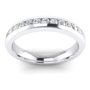 Tishya Diamond 925 Sterling Silver Vintage elegante redondo brillante corte Moissanite canal conjunto anillo de compromiso para mujeres - Product Image 3