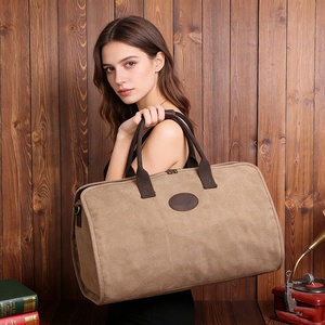 Sac de voyage convertible personnalisé avec logo, sac de week-end haut de gamme, sac de voyage en toile cirée durable, housse de costume en cuir rétro, sac de voyage en toile cirée - Product Image 6