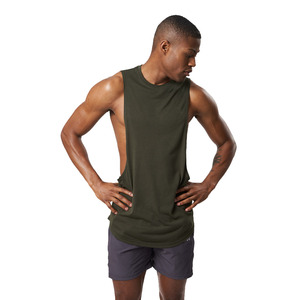Breathable Plus Size Men's Olive Green Sleeveless Tank <b>Top</b> O-Neck Solid Color Breathable Knitted Casual Workout Wear - Product Image 1