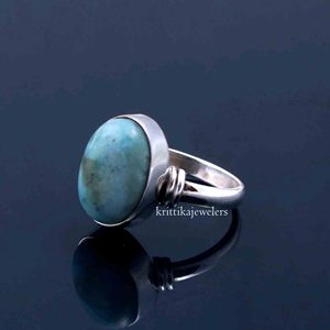 Handmade Unisex 925 Sterling Silver <b>Turquoise</b> Gemstone Wedding <b>Ring</b> High Quality Oval Cut Bezel Setting Bohemian Party Party - Product Image 4