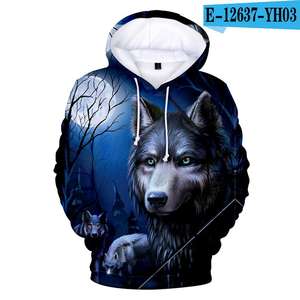 Graphic Wolf Hombres Moda 3D Imprimir Sudadera con capucha Deportes Vacaciones al aire libre Sudaderas con capucha Manga larga Con capucha Imprimir Bolsillo frontal Sudadera - Product Image 2