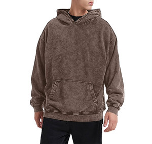 คุณภาพสูงที่กําหนดเองมาใหม่ธรรมดาขายส่งผู้ชาย Hoodies/การออกแบบที่เรียบง่ายกรดล้างเสื้อสวมหัว Hoodies สําหรับผู้ชาย - Product Image 1