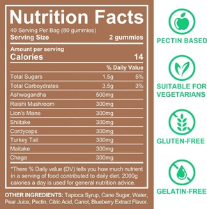 Gomitas Funcionales de Hongos con Marca Privada, con Melena de León, Reishi y Cordyceps para la Concentración, Energía y Apoyo Inmunológico - Product Image 3
