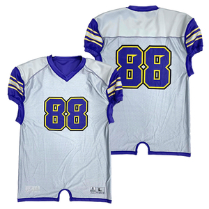 Maillot de football américain violet de qualité supérieure, séchage rapide, uniforme d'équipe, numéro personnalisé, vêtements de sport, col en V, manches courtes pour l'entraînement - Product Image 3