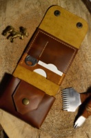 Dompet Kartu Tipis Kulit Asli Buatan Tangan Desain Vintage, Dapat Dipersonalisasi, Tempat Kartu Kredit dan Uang Koin, Warna dan Logo Dapat Disesuaikan, Kualitas Tinggi