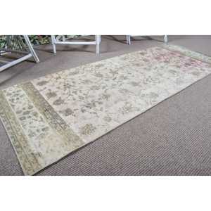 Alfombra Turca de 2.5x6.9 pies (77x210 cm), Ecológica, Vintage, Gris, de Lana con Parches y Base de Látex - Product Image 3