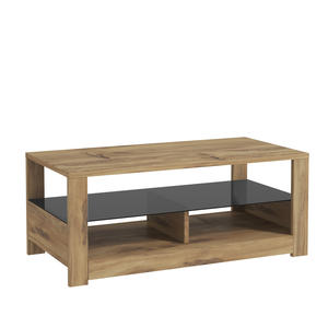 Table basse moderne au design élégant de luxe Aydos avec étagère en verre pour espaces de restauration contemporains en bois - Product Image 5