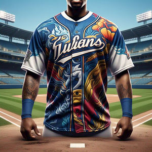 Ropa deportiva 100% poliéster sublimación béisbol Jersey impresión personalizada botón abajo béisbol Jersey sublimación camisa Unisex - Product Image 3