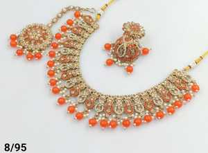 Indian Traditional Gold Plated Jhumka Earring & Magtika Necklace <b>Set</b> for Women Drop & Motipearl Design for Parties Women & <b>Girls</b> - Product Image 3