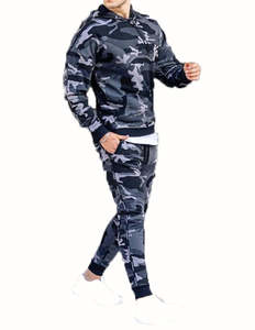 Vente en gros OEM Survêtement de gymnastique pour hommes Ensemble de survêtement en coton noir Costumes de jogging pour hommes Ensemble 2 pièces avec logo personnalisé - Product Image 2