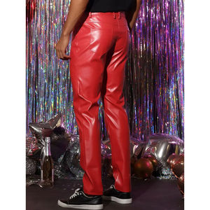 Pantalons en cuir à jambes larges et taille mi-haute pour hommes, design empilé personnalisé, tendance, pattes d'éléphant, vente en gros - Product Image 5