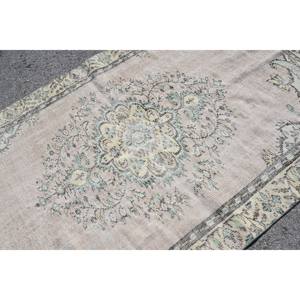 Alfombra turca Vintage área grande 5,2X8,4 pies Beige verde lana látex respaldo Patchwork para Adolescente Rectangular pasillo habitación alfombra - Product Image 5
