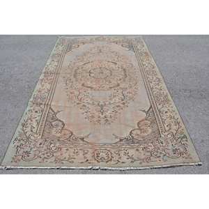 Tapis en laine turque Vintage bleu Beige traditionnel 5.6X8.6 pieds Design Patchwork de grande surface pour salon décor de couloir nouveau Latex - Product Image 1