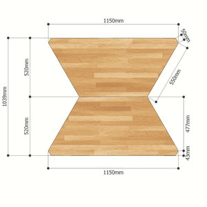 Ensemble de 2 tables trapézoïdales style LEGO en bois de caoutchouc avec pieds en fer, assemblage requis, mobilier scolaire - HBLG003 - Product Image 6